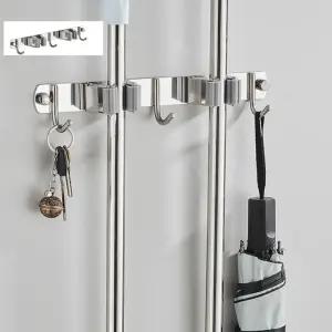 스텐 청소도구 걸이 2구 3후크 밀대걸이 홀더 정리대/꽂이/걸레/거치대/흡착/대걸레/집게/디스펜서/스틱