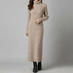 여성 겨울 목폴라 꽈배기 니트 롱원피스 루즈핏 체형커버
