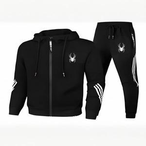 2025 패션 스포츠웨어 세트 남성 후디 바지 지퍼 봄 가을 겨울 따뜻한 레저 러닝 스파이더 프린트