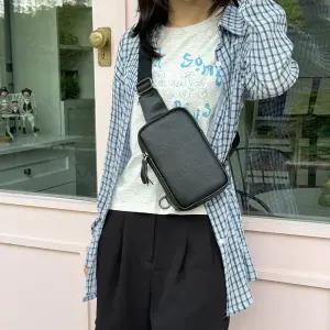 투포켓 데일리룩 프리미엄 가죽 슬링백