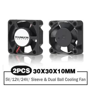 노트북쿨링팬 쿨러 2 조각 듀얼 볼 베어링 30x30x10mm DC 프린터 쿨링 쿨링기 3cm 5V12V24V 팬