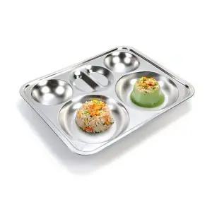 [골드스마일]업소용 보급형 세로반달 스텐 원형 4찬 식판 0.5T 병