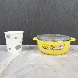 [골드스마일]투명 커버 스테인리스 유아 밥그릇 미끄럼 방지 어린이 식기