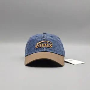 EMIS 이미스모자 워시드 데님 볼 캡 블루브라운