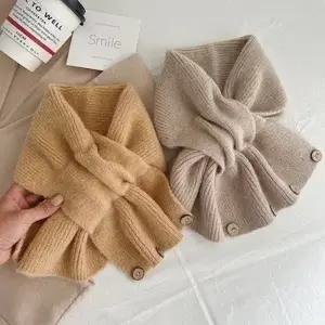 홍대온니 단추 쁘띠 목도리 네키 머플러 겨울 니트 머플러 숏목도리 넥워머 어깨 니트 숄