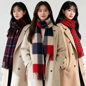 포근체크 패턴 목도리   커플목도리 겨울머플러 니트목도리 겨울목도리 방한목도리 스키장 니트워머