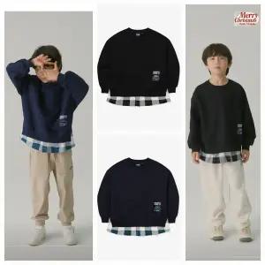 [롯데백화점]휠라 키즈 X-MAS 어반 체크 레이어드 기모 맨투맨티 FK2POF4503X 최초가 69,000원[남여공용]