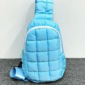 슬링백 패딩 바디크로스 구름 커플 가방 블루