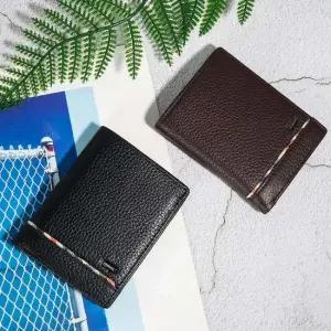 YB27 라인패턴 가죽 중지갑 남성 지갑 카드 지폐 선물