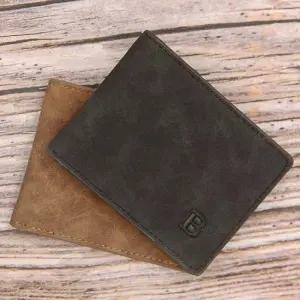 남성 클래식 빈티지 반지갑 스크럽가죽무늬 동전수납