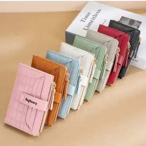 악어가죽패턴 메탈 스냅 버튼 로고 반지갑 동전 카드