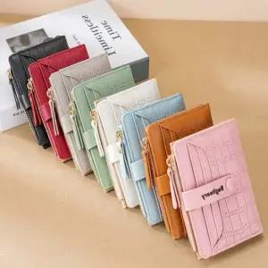 여자 악어가죽 패턴 메탈 스냅 버튼 반지갑 동전지갑