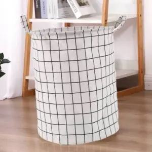보관 흰색격자무늬 수납 바구니 빨래 세탁 장난감 장난감바구니 수납바구니 원형바구니