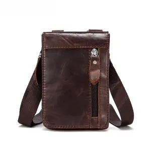 EAMT 남자 힙색 스몰백 소가죽 빈티지 숄더 크로스백 가방 YJ5