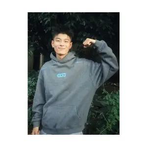 EAMT 남성 차콜 자수 후드 추동 커플 점퍼 YJ4