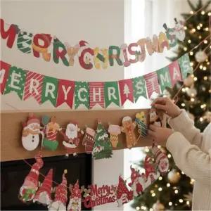 성탄절 패턴 크리스마스 가랜드 가랜드+끈1롤+플라스틱바늘1개 트리 벽 장식 홈데코 파티 소품