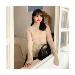 EAMT 여자블라우스 겨울 빅사이즈 퍼 레이스 부드러운 터틀넥 YJ4