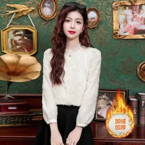 EAMT 여성블라우스 프렌치 셔츠 겨울 기모 이너 레이스 YJ4