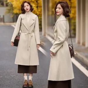 EAMT 여성자켓 추동 시크 조거 정장 양면 캐시미어 코트 롱 모직 YJ4