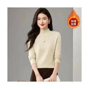 EAMT 여성 겨울 반폴라 기모 상의 이너 숏 일체형 스웨터 YJ4