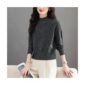 EAMT 여성 가을 겨울 두꺼운 반하이넥 꽃사 스웨터 쇼트 니트 보온 상의 YJ4