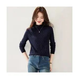 EAMT 여성 럭셔리 반하이넥 가을 겨울 코트 타이트한 이너로 멋스러운 니트 YJ4