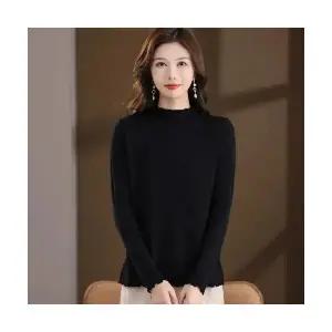 EAMT 여성 롤업 반폴라 니트 가을 겨울 솔리드 이너 톱 YJ4