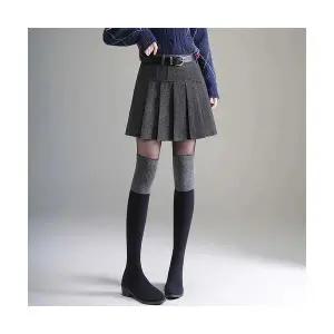 EAMT 여성 모직 플리츠 스커트 가을 겨울 A라인 하이웨스트 YJ4