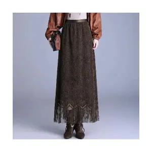 EAMT 여성 레이스 스커트 겨울 하이웨스트 슬림핏 오피스룩 일자 롱 YJ4