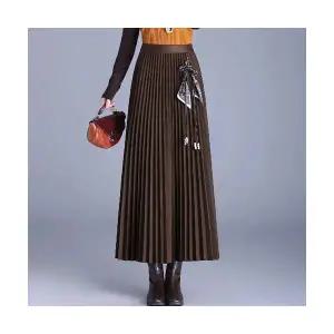 EAMT 여성 플리츠 스커트 밴딩 캐주얼 롱 가을 겨울 슬림핏 YJ4