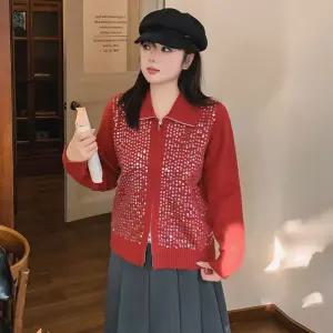 EAMT 여성가디건 빅사이즈 터틀넥 긴팔 코트 탑 겨울 루즈핏 니트 가디건 YJ4