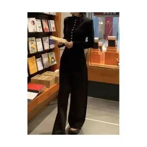 EAMT 여자정장세트 천금 수트 니트가디건 긴팔 스웨터 추동 정장팬츠 투피스 YJ4