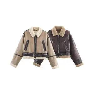 EAMT 여성 추동 스트리트 쇼트 양면 점퍼 코트 YJ4