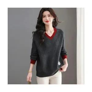 EAMT 여성 빅사이즈 니트 겨울옷 브이넥 스웨터 초호화 슬림핏 상의 YJ4