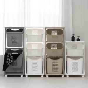 국산 엔드세이브 2단 3단 대용량 트롤리 빨래바구니 세탁바구니 이동식 빨래통