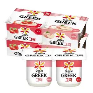 빙그레 요플레 그릭 딸기 80g 8입 + 그릭 복숭아 80g 8입 (총 16입)