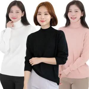 여성 반폴라 라운드 목폴라니트/목티/폴라니트