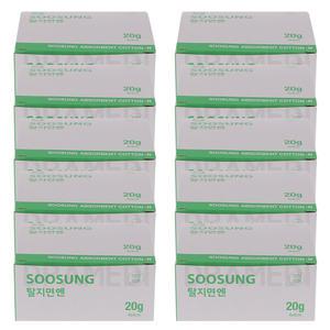 사각솜 의료용솜 화장솜 미용솜 절단솜 수성 탈지면 20g 10개