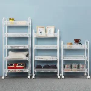 [엠에프매직하우스] 3단/4단/5단 메쉬선반 틈새선반 이동식 트롤리