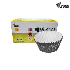 일성 베이킹컵 원형 50mx17㎛ 1팩(200개) 머핀컵/홈베이킹컵/오븐/은박/일회용베이킹컵