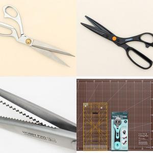 소잉데일리]가위 모음 원단 재단 곡선 핑킹 잠자리 가위 실패꽂이 아크릴케이스 재단칼 커팅매트 세트