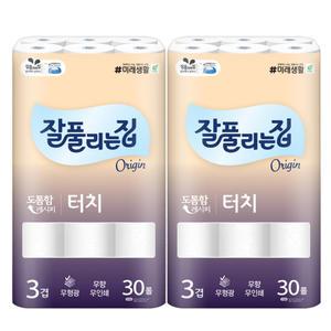 잘풀리는집 터치 화장지 3겹 30롤 2팩