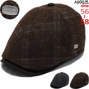 CAP200984-피에르가르댕 귀달이 체크 울 헌팅캡 베레모 골프모자