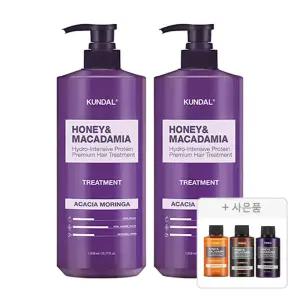 쿤달 네이처 트리트먼트, 아카시아모링가, 1058ml, 2개 + 증정(샴푸 일랑일랑, 100ml ,1개 +바디워시 화이트머스크 ,100ml ,1개 + 트리트먼트 화이트머스크 ,100ml, 1개 )
