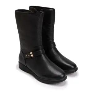 [롯데백화점]에스콰이아 포트폴리오 여성 퍼 미들부츠 PFCWBM630BK