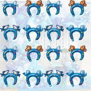 미니개업풍선 바다 동물 테마 머리띠 풍선 고래 상어 흰동가리 파티 장식 생일 용품 16