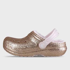 [크록스][2024 FW] 크록스 클래식 라인드 글리터 여성 겨울 방한 털슬리퍼 로즈골드 K207462-2UB