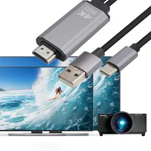 FW432 아이폰 17/16/Pro/Pro Max/Plus/15 C to HDMI 미러링케이블 3M TV/모니터/프로젝터 연결