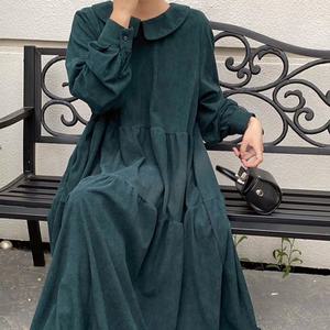 코듀로이 카라넥 롱 원피스 뮤헬리롱원피스