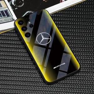 노란색 그라데이션 메르세데스 벤츠 휴대폰 케이스, S24 울트라 S25 S23 S22 S21 S20 플러스 FE 낙하 방지 스포츠카 하드 유리 커버
